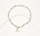 David Markstein Silver Tone Bronze Status Link Toggle Design Necklace